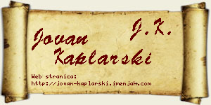Jovan Kaplarski vizit kartica